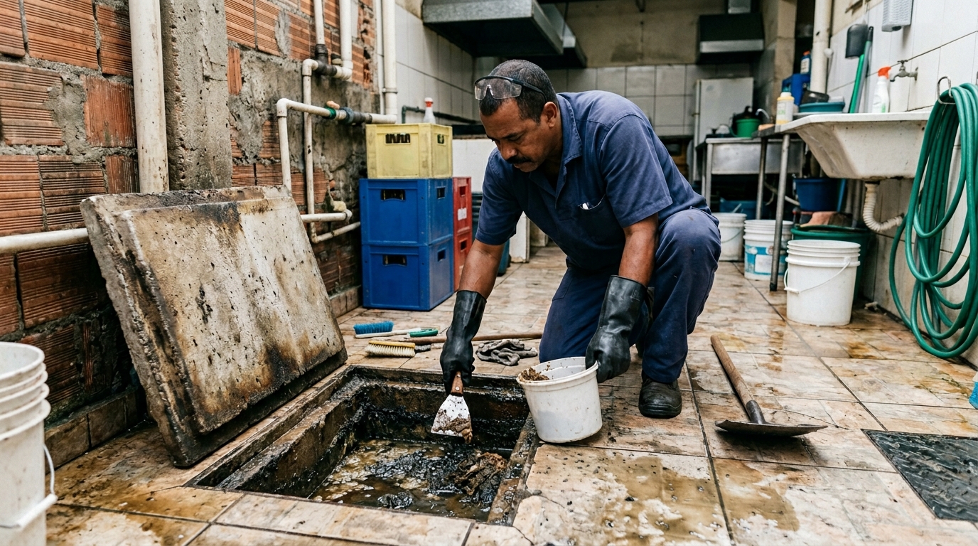 Limpeza de caixa de gordura residencial em Porto Alegre‑RS